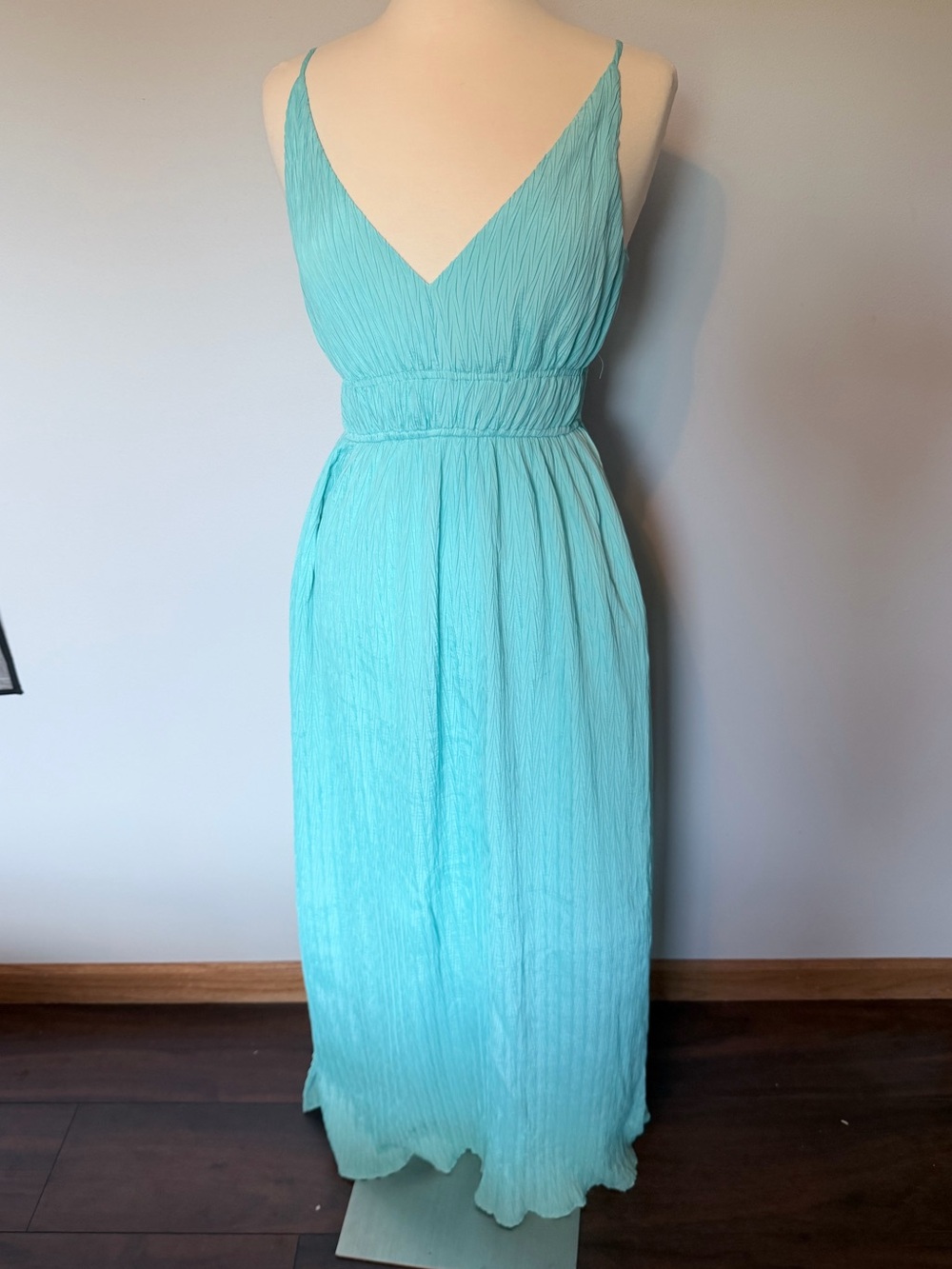 Taylor Aqua Blue V-Neck Maxi Dress